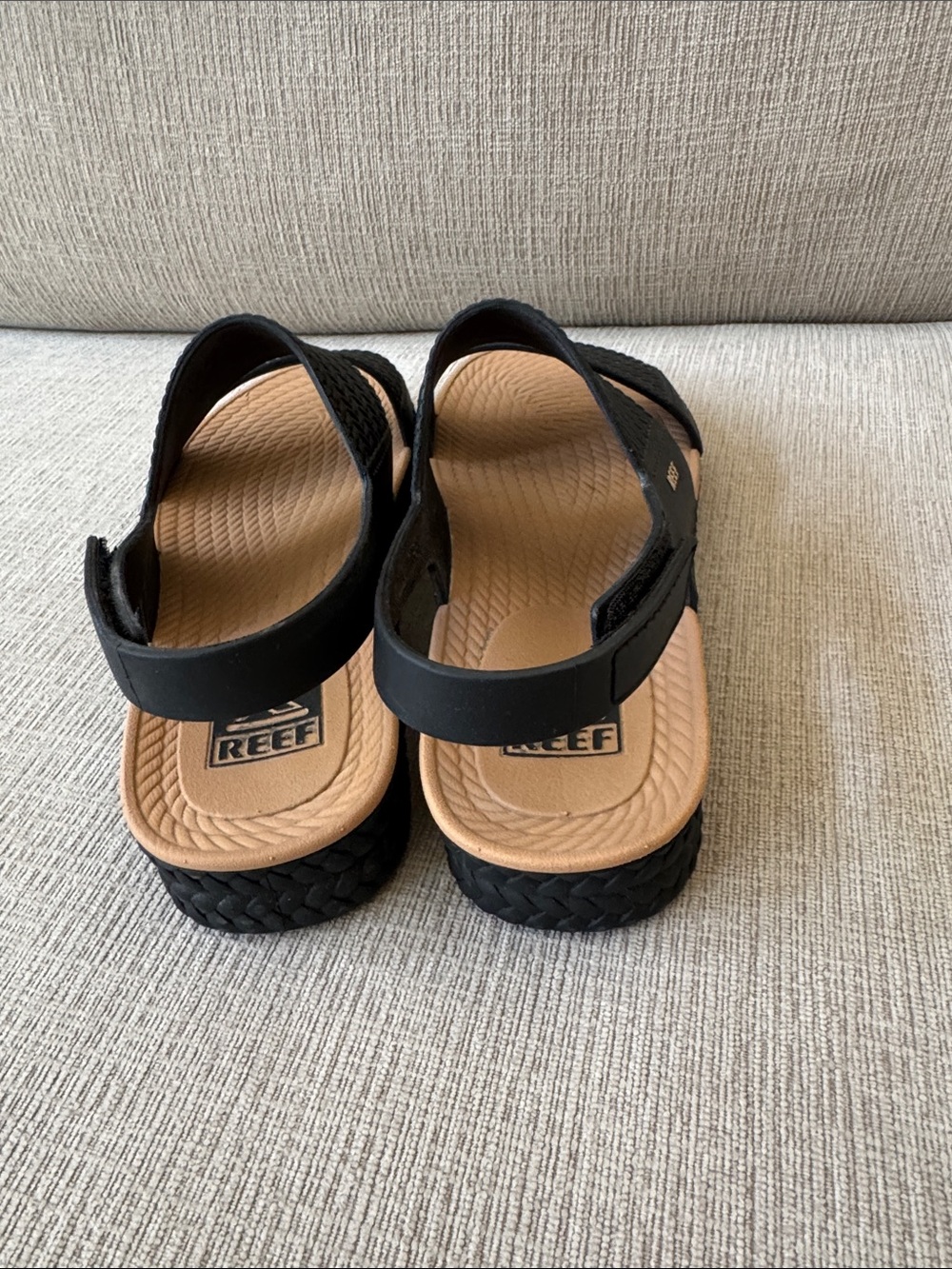 Reef Black and Tan Double-Strap Slingback Sandals - Picture 3 of 5